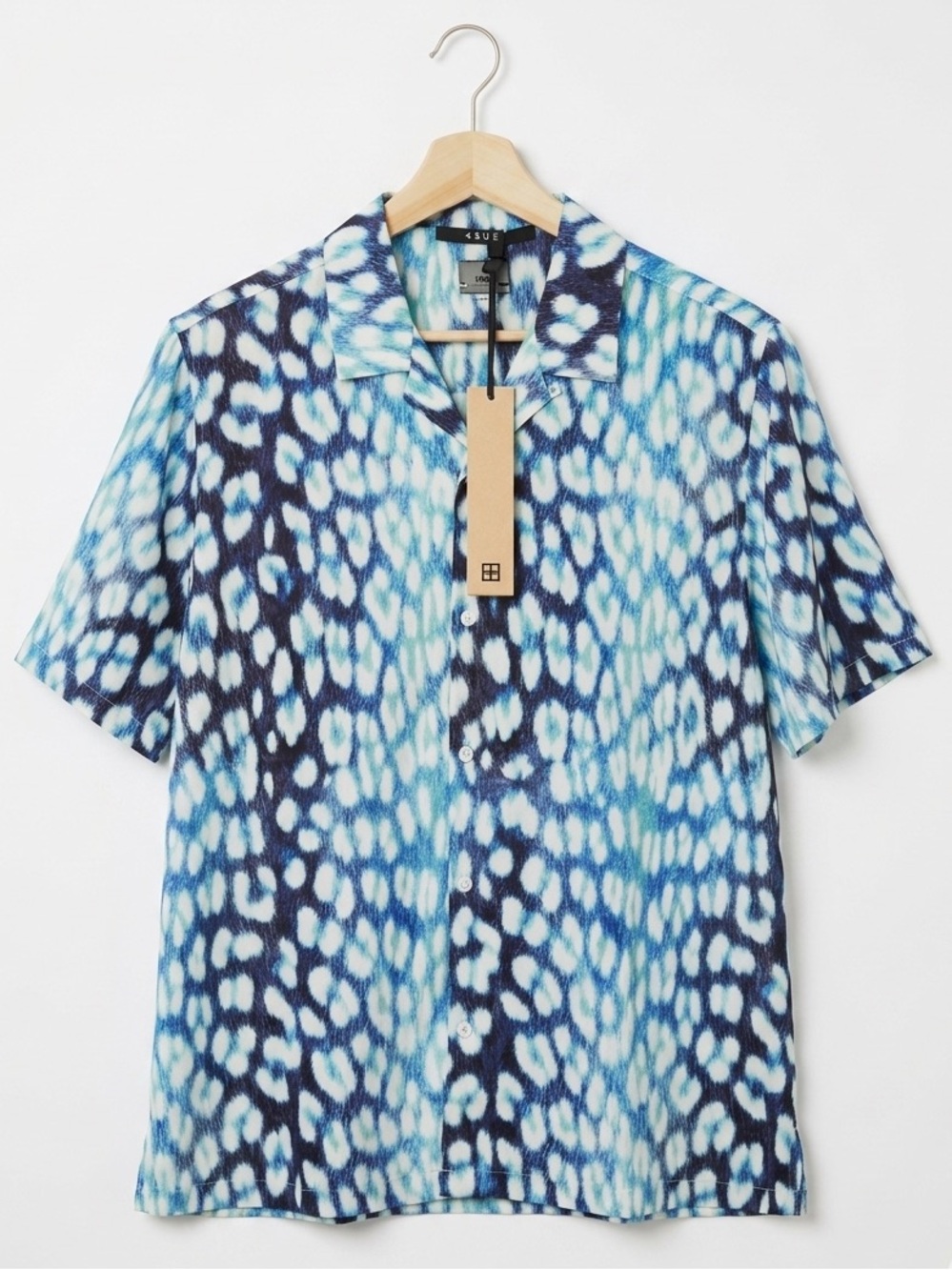 NWT Ksubi Ultra Leo Resort Shirt Multi Blue Leopard Print Mens Large Tencel